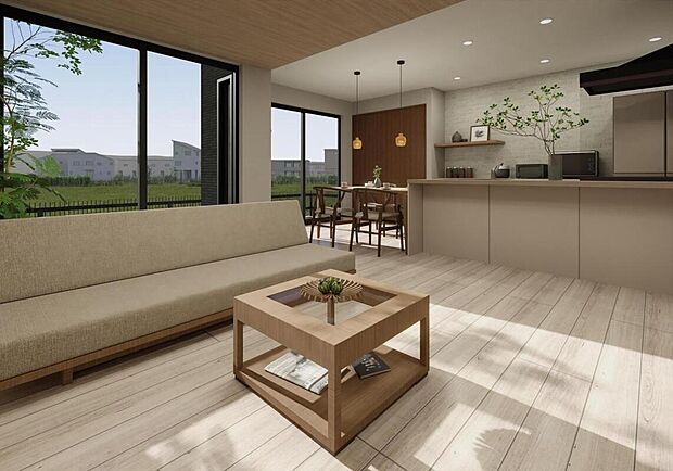 【LDKイメージ図】大きな窓からは陽光が降り注ぎ、くつろぎのひとときをお過ごしいただけます。