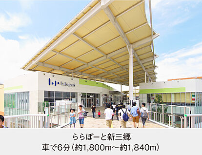 ららぽーと新三郷 現地から1800m～1840m。(車で6分。(最長))