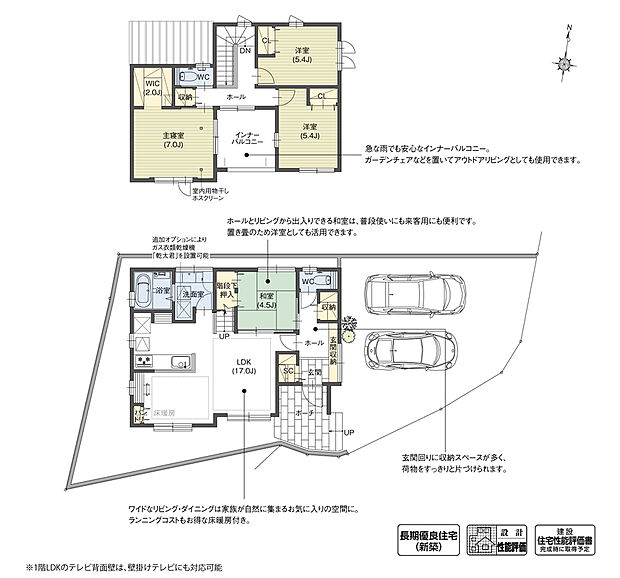 【4LDK】LDKに繋がる和室は置き畳を使用しており、取り外すことで、将来的に子ども部屋や寝室としても利用することが可能です。また、ホールからの出入りも可能なため、客間としても使える便利な空間となっています。

※設計性能評価取得済