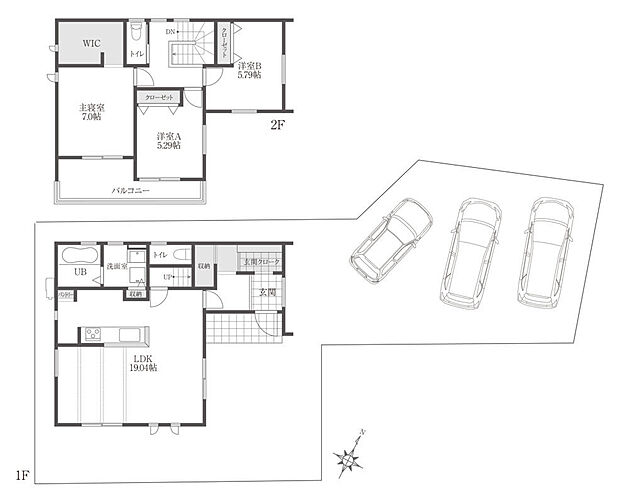 【No.2参考プラン】3LDK+2S 延床面積98.12m2(29.68坪)
