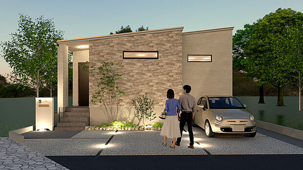 【No.3外観 夜間ver】夜間でも映えるおしゃれな外観