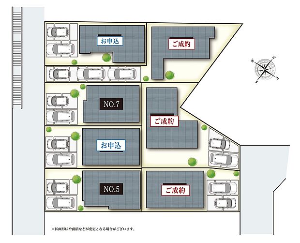 【全体区画図】
各棟に特徴を持たせた、全7邸の新街区!JR「神領」駅へわずか徒歩5分の暮らし便利な駅近立地です。分譲地は公園に隣接しており、のびのび過ごせる環境が身近に揃っています。