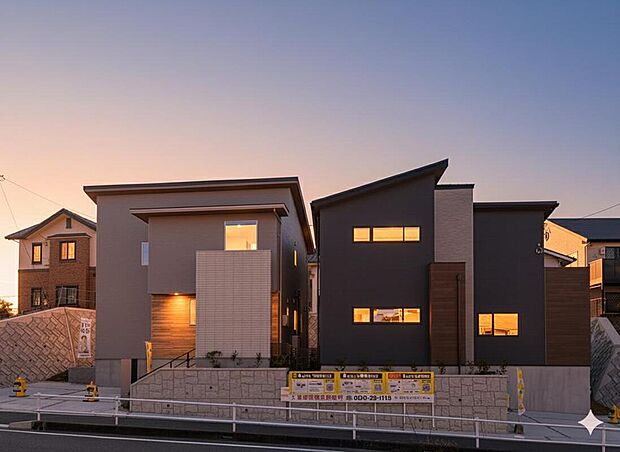 【【G-style大府市北山I/外観写真】】ZEHレベルの断熱性能や耐震等級3を取得した、永く快適に暮らせる住まいです。土地区画整理事業エリアに隣接し、今後ますますの発展が期待できる立地です！小学校や幼保施設が徒歩10分圏内で子育て環境も◎