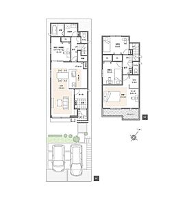 1階に洋室を設けたプランです。扉付きのプライベート空間のため、在宅ワークスペースに◎お子様の遊び場や家事スペースなどにもお使いいただけます。LDKと隣接しており、扉を開放し一体利用も可能です。 
