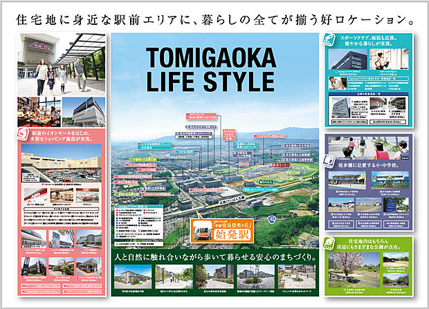 登美ヶ丘住宅地周辺には便利な施設が充実です。分譲号地~駅間