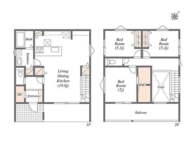 【3LDK】☆開放感あるリビング・収納・スタディスペースがお勧めの１棟☆
LDK19.8帖＋吹き抜け4帖＋リビングイン階段＋SIC1帖＋WIC2.5帖