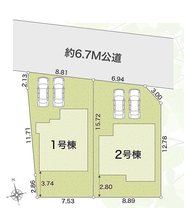 並列２台駐車可能カースペースを確保！