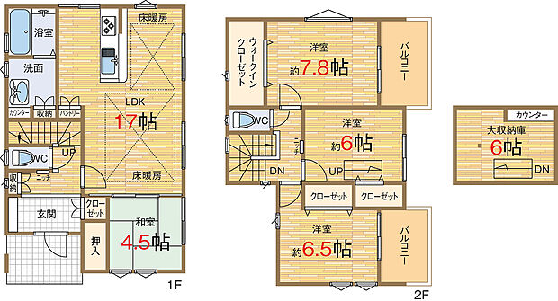 お庭&屋根裏収納庫付き4LDK住宅!床暖房や食洗器など生活に役立つ設備や機能が多彩です。