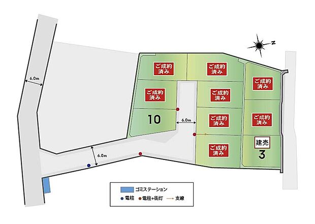 【全体区画図】好評につき、残り2区画!
色や仕様を選べるセミオーダー対応区画に加え、暮らしやすさにこだわったコンセプトハウスもご案内可能です。