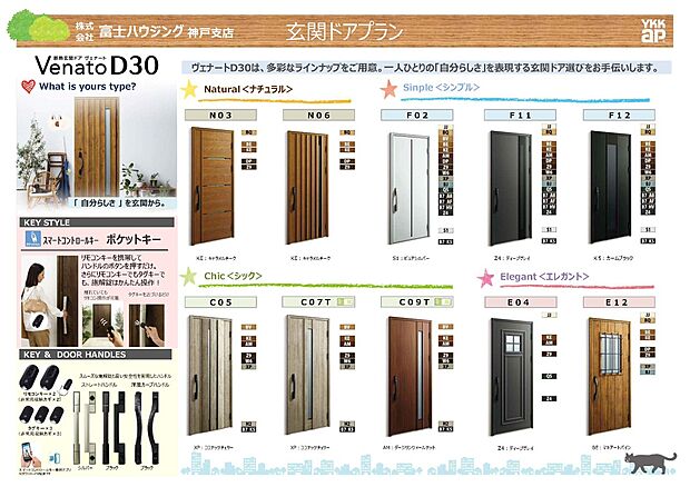 【【選べる】玄関ドア】リモコンキーで開閉ラクラク。ハンドルもお選びいただけます。
