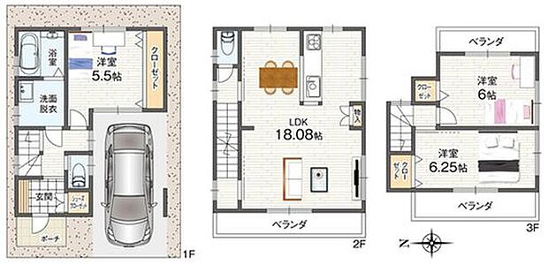 【建物プラン例】
両面道路で開放的!整った形状の敷地ですので、広々とした室内を実現できます。ぜひ周辺環境などとあわせて、現地をご見学くださいませ。