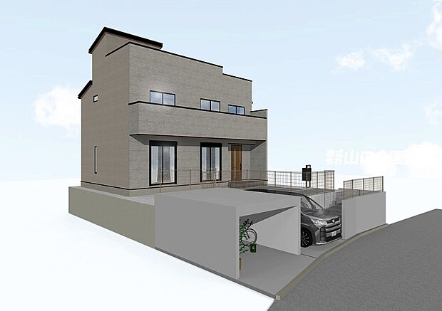 【完成予想図 ※図面を基に描いたもので実際とは異なります】約49坪の広々とした敷地、陽当たり良好!