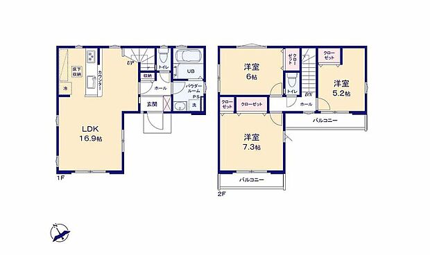 (1号棟)、価格6499万円、3LDK、土地面積104.83m2、建物面積83.72m2