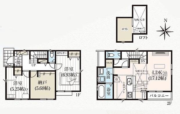 (1号棟)、価格6390万円、2LDK+S、土地面積104.97m2、建物面積83.64m2