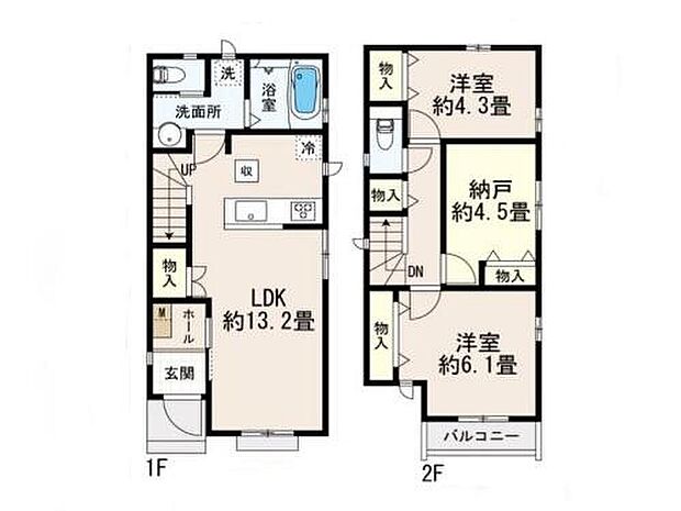 (B号棟)、価格4590万円、2LDK+S、土地面積90.18m2、建物面積72.04m2