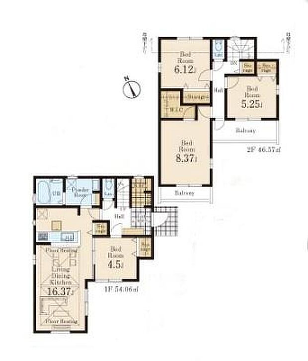 (1号棟)、価格6180万円、4LDK、土地面積130.18m2、建物面積100.63m2
