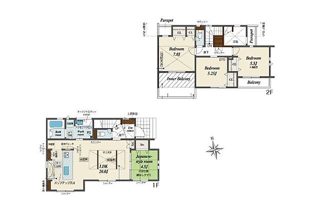 (1号棟)、価格7480万円、4LDK、土地面積126.82m2、建物面積100.81m2