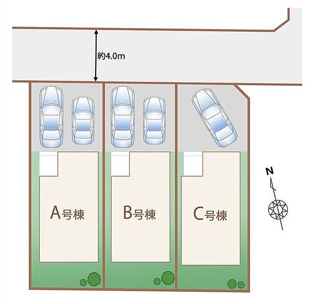 周辺は交通量の少ない生活道路なので小さなお子様がいても安心です。カースペース1~2台(車種制限あり)