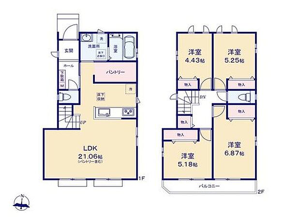(A号棟)、4LDK、土地面積108.68m2、建物面積98.54m2
