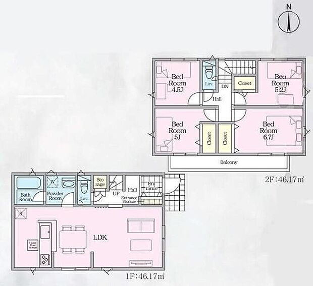(2号棟)、価格6790万円、4LDK、土地面積117.01m2、建物面積92.34m2