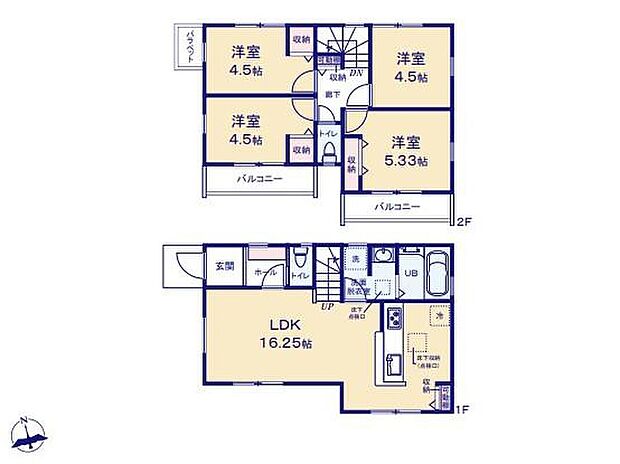 (1号棟)、価格6190万円、4LDK、土地面積101.1m2、建物面積79.38m2