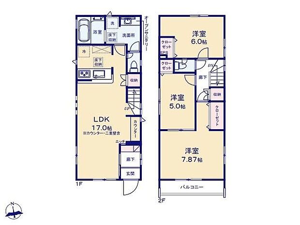 【3LDK】◇対面式キッチン採用のLDK！ご家族を見守りながらお料理が作れます♪◇水回り集中設計で家事導線がらくらく♪◇居室2部屋を繋げて開放感いっぱいのお部屋としても使えるフレキシブルな間取り♪