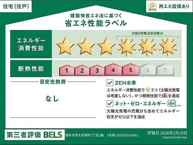 【【省エネ性能ラベル】】こちらの物件はZEH水準を満たした、省エネ性能に優れた物件です。　光熱費を抑えて暮らすことができるだけでなく、「熱の入りにくさ・逃げにくさ」という観点でも影響を受けにくい建物のため、長く快適にお過ごしいただけます♪　※本ラベルは特定の住戸の性能を示すものであり、全ての住戸の性能を示すものではありません。