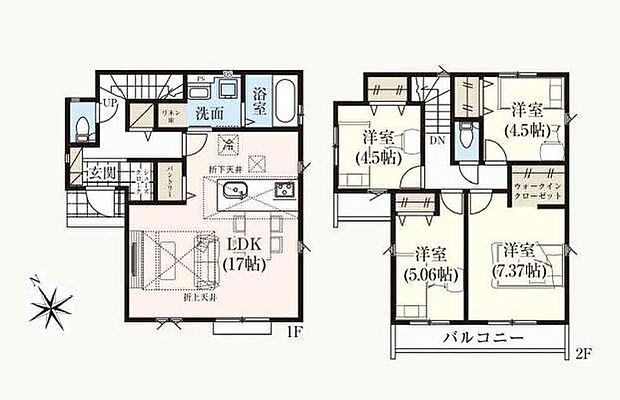 【4LDK】☆太陽光発電設備搭載☆
2階に居室をまとめてプライベートの時間も充実♪
洗面室リネン庫、キッチンパントリー、主寝室WICと収納たっぷりです◎
いつもすっきりしたお住まいに。