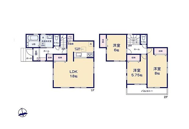 【3LDK】全居室南向きで、どのお部屋も陽当たり良好な明るい3LDK！3面採光のリビングは広々18帖♪ご家族でゆったりとお過ごしいただけます。パントリーやリビング収納、廊下収納もある収納豊富な間取りです。