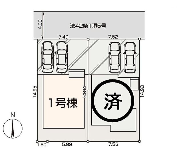 【全体区画図】南向きで採光良好な明るいお住まい◎
お車は2台並列駐車可能です☆
前面道路は車通りも少なくお車の出し入れも落ち着いて行えます◎