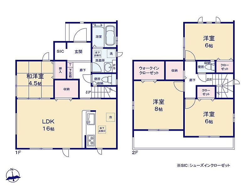 ≪2号棟≫
4LDK、建物面積：104.74ｍ2、土地面積：131.08ｍ2
