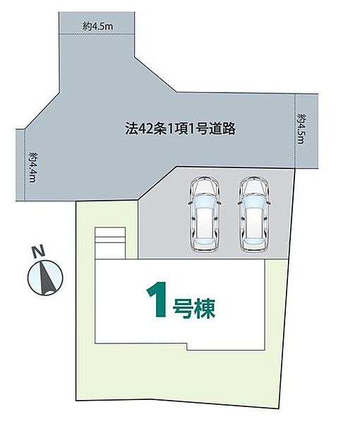 ≪全体区画図≫
駐車2台可能（車種による）！急な来客時や、ご家族の自転車スペースとしても大活躍♪