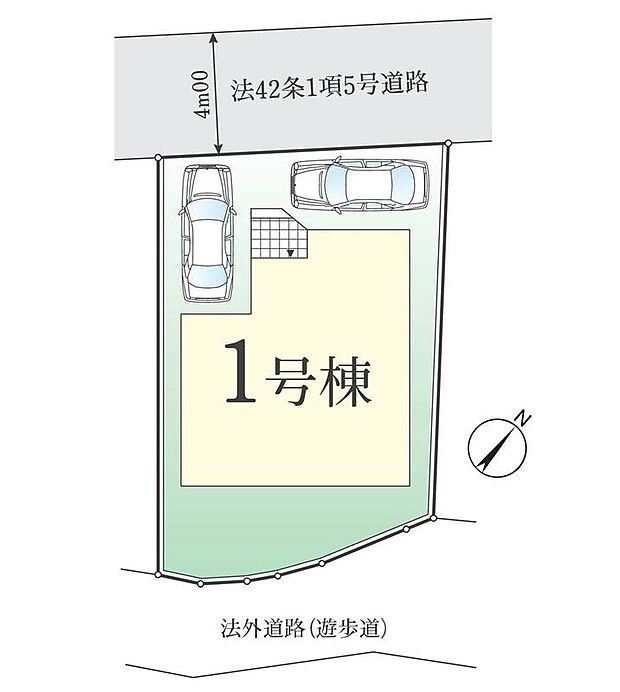≪全体区画図≫
駐車2台可能(車種による)!急な来客時や、ご家族の自転車スペースとしても大活躍♪