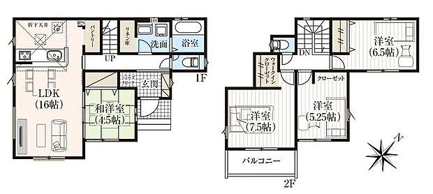 (1号棟)、価格3090万円、4LDK、土地面積164.88m2、建物面積100.61m2