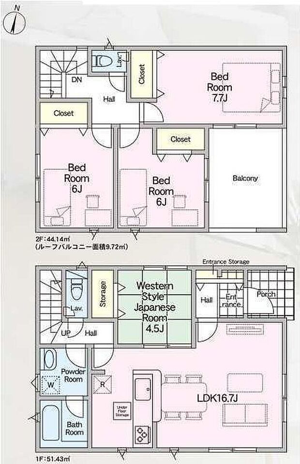 (2号棟)、価格2888万円、4LDK、土地面積140.34m2、建物面積95.57m2