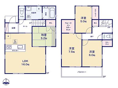 主寝室には、収納力のあるWIC付き！ 