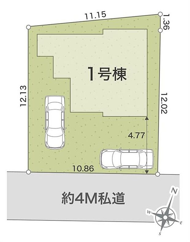 【≪全体区画図≫】駐車2台可能（車種による）！急な来客時や、ご家族の自転車スペースとしても大活躍♪