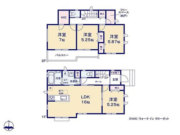 【4LDK+S】家事のしやすい水廻り集中設計！お掃除ラクラク全居室フローリングプラン♪
2階ホールに接したフリースペースは、在宅ワークの作業スペースなど様々な使い方に対応できます！