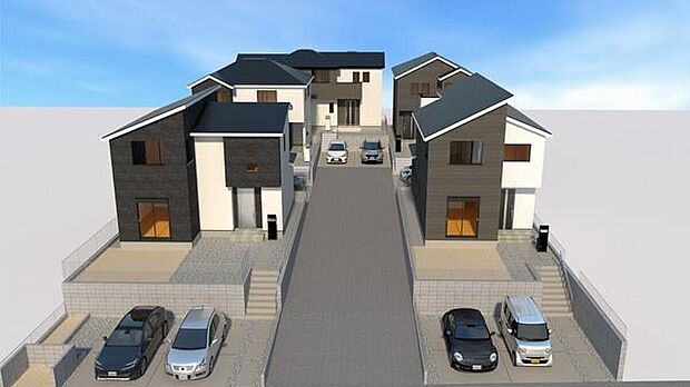 【完成予想図(外観)】安心の「住宅性能評価」取得物件！
耐震等級3！地震に強い家！
国土交通大臣認定の第三者機関による厳重なチェックを行い、安心・安全な新築一戸建てを提供します。