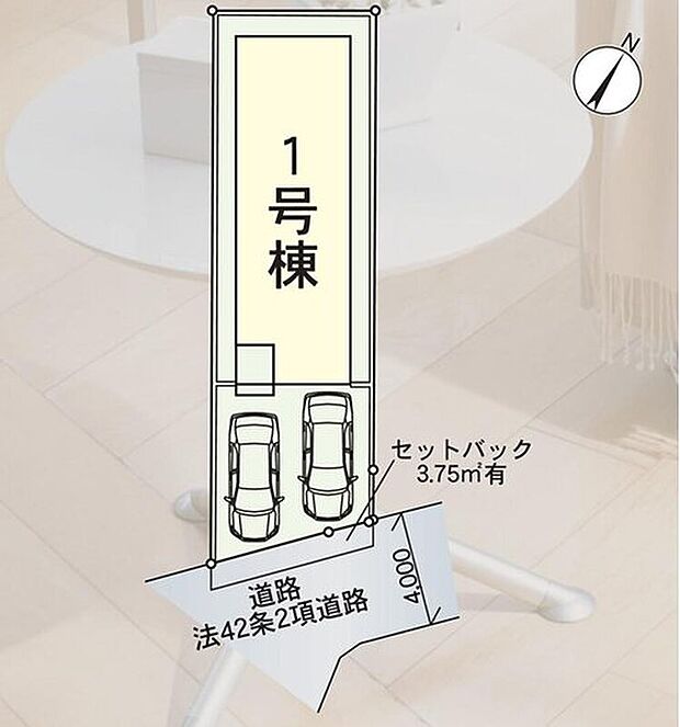 【全体区画図】駐車2台可能（車種による）！急な来客時や、ご家族の自転車スペースとしても大活躍♪