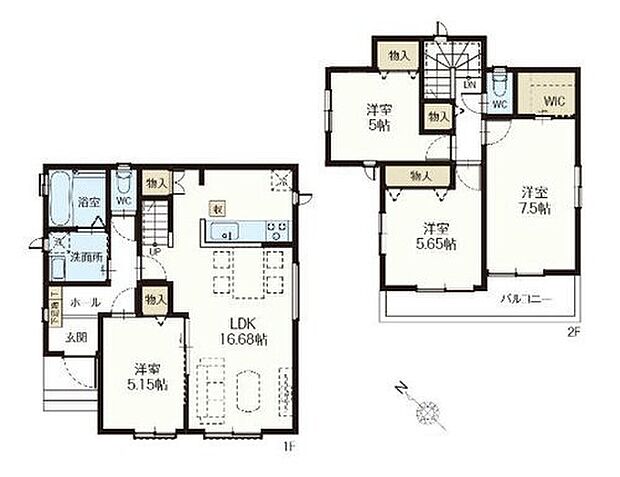 【4LDK】家族のコミュニケーションがとりやすいリビングイン階段！
主寝室にはWIC付き！