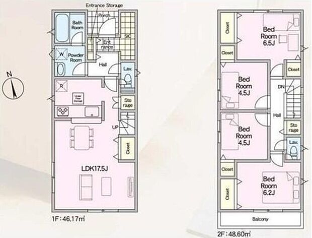 【4LDK】家族のコミュニケーションがとりやすいリビングイン階段！
リビング収納が2ヶ所、2階ホールにも収納があり大変便利です♪