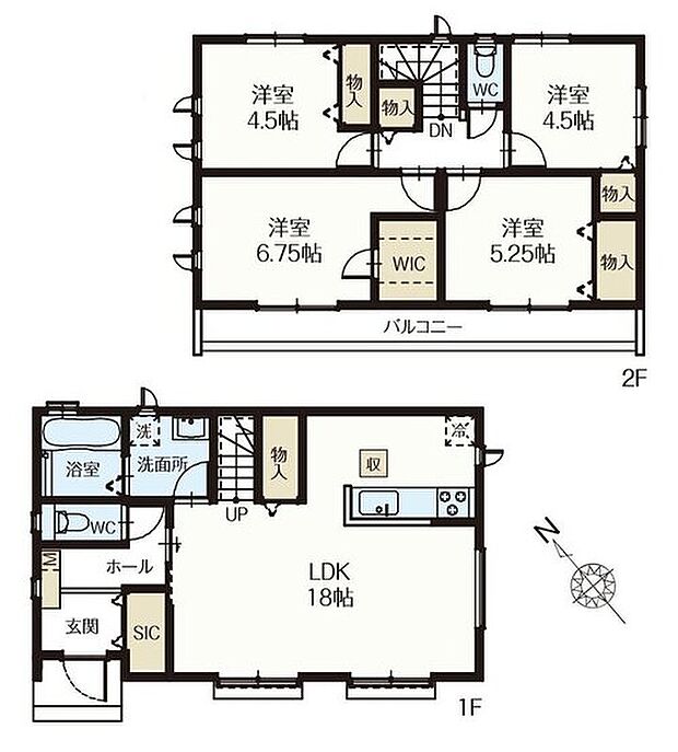 【4LDK】広々18帖のLDK。リビング内に階段を設けた、家族との交流が嬉しくなるプランです♪