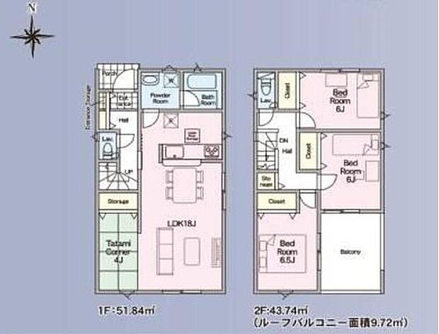 【3LDK+S】家事のしやすい水廻り集中設計、ちょっと寛ぐのにちょうどいい畳コーナー付きのプラン♪
インナーバルコニーは急な雨でも安心ですね!