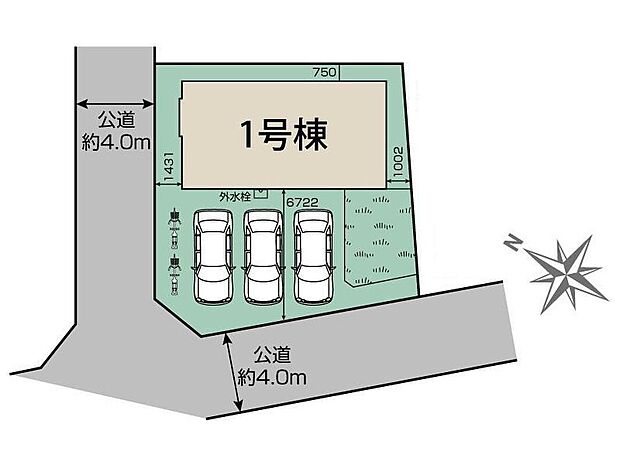 閑静な住宅地☆カースペースは3台分ご用意。空いたスペースは駐輪場としてもお使いいただけます◎