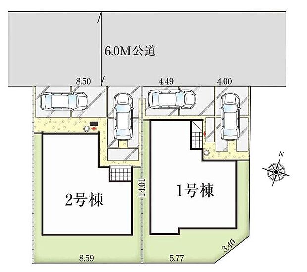 閑静な住宅地☆カースペースは2台分ご用意。空いたスペースは駐輪場としてもお使いいただけます◎