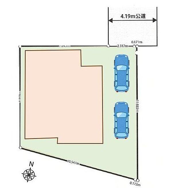 閑静な住宅地☆カースペースは2台分ご用意。空いたスペースは駐輪場としてもお使いいただけます◎