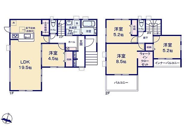 (1号棟)、4LDK、土地面積162.11m2、建物面積105.99m2