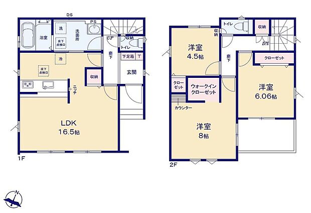 (1号棟)、3LDK、土地面積89.44m2、建物面積89.01m2