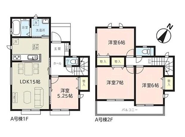 (A号棟)、4LDK、土地面積116.95m2、建物面積92.32m2